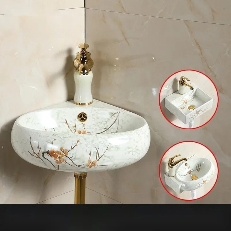 Lavabo de esquina triangular d - Home Bathroom Decor reseña y precio