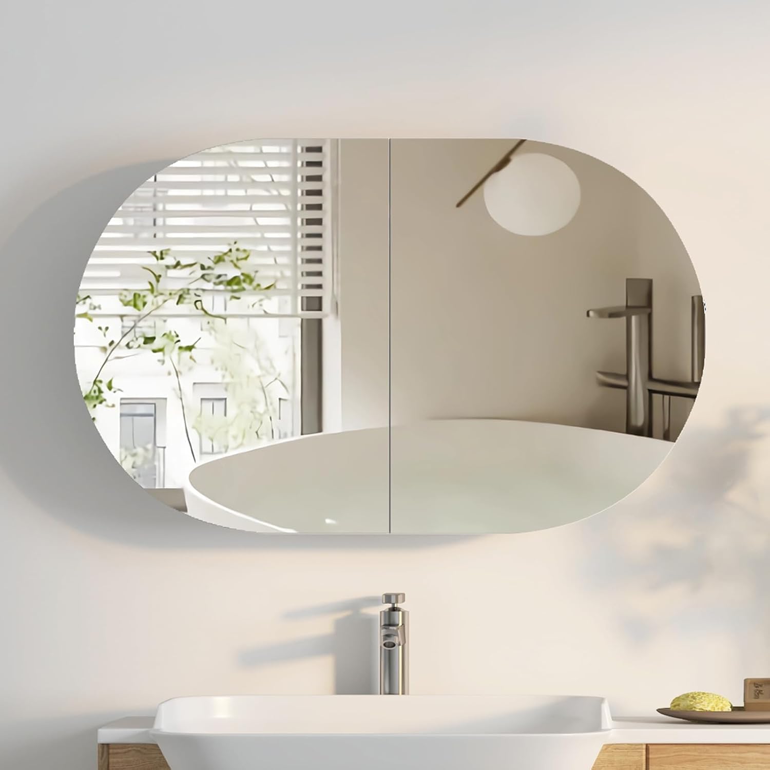 Espejo de Baño Ovalado con Gab - Bathroom Cabinet Mirror reseña y precio