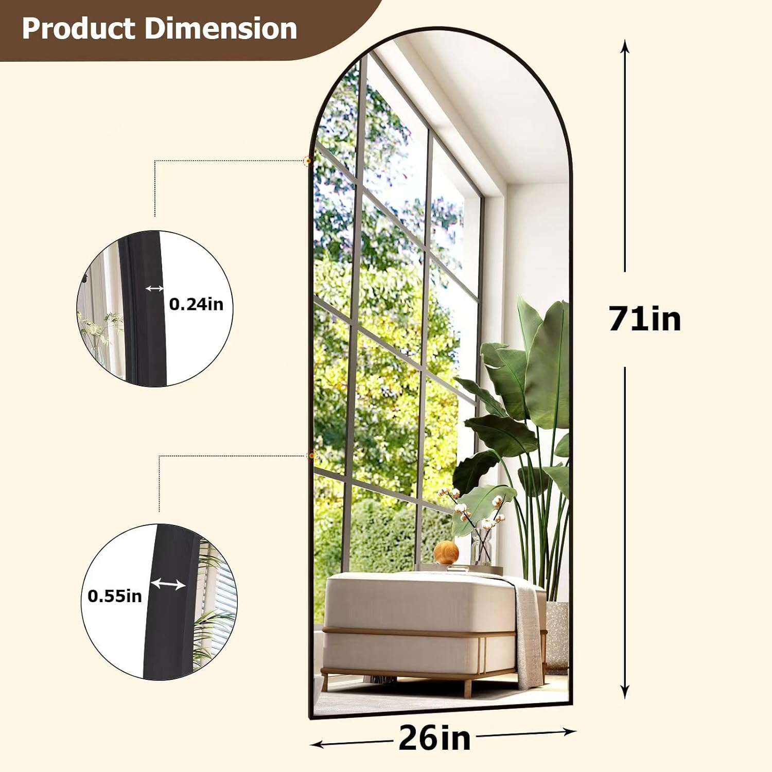 Espejo Arqueado de Cuerpo Ente - Home Bathroom Mirror reseña y precio